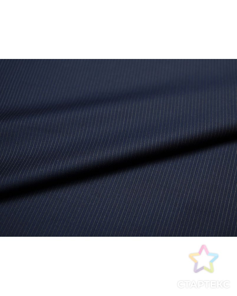 Классическая костюмная ткань темно-синего цвета в тонкую полосочку   (150 гр/м2) арт. ГТ-3253-1-ГТ0047991 6