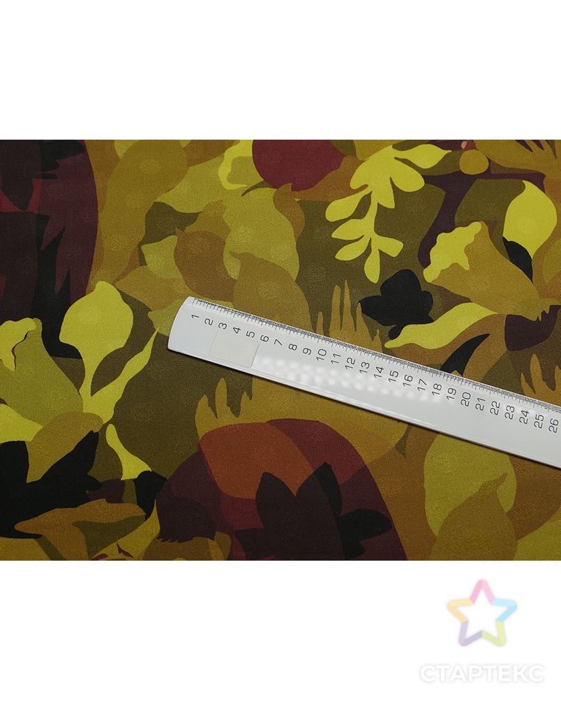 Штапель с цветочным принтом в осенних тонах  (134 гр/м2) арт. ГТ-3292-1-ГТ0048039 4