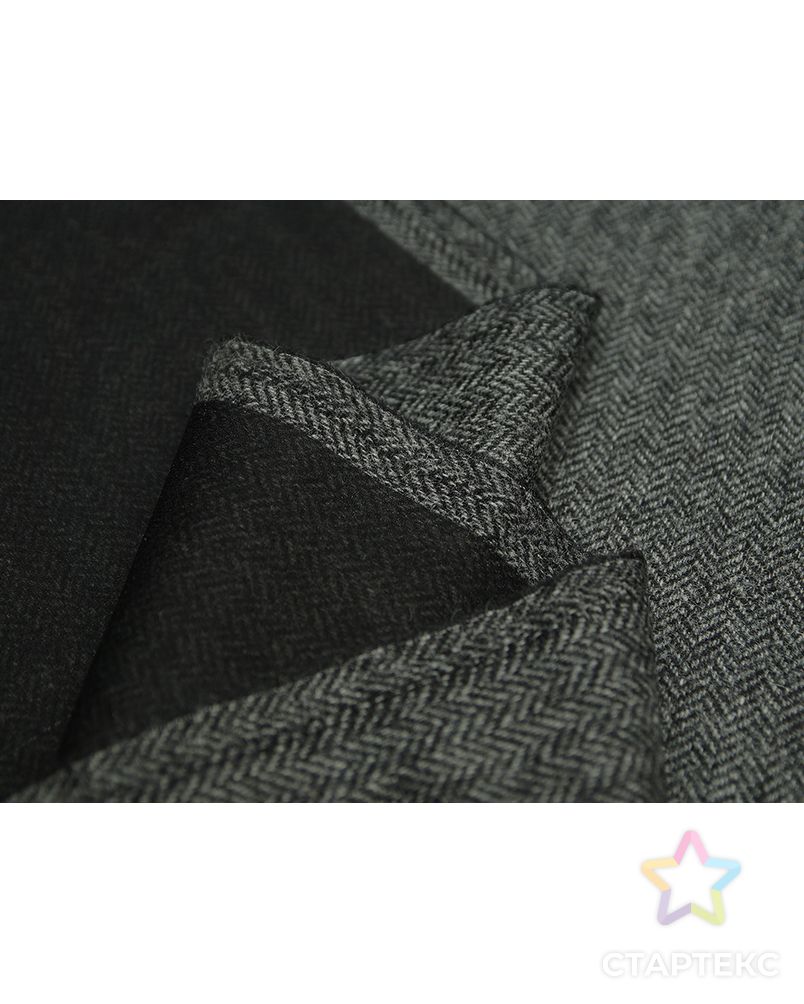 Дублированная пальтовая ткань, серо-черная елочка (270 гр/м2) арт. ГТ-3434-1-ГТ0048133
