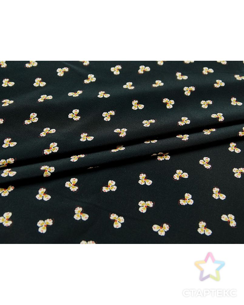 Блузочно-плательный креп с мелким цветочным принтом на черном фоне арт. ГТ-3828-1-ГТ0000483