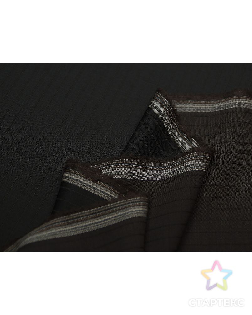 Классическая костюмная ткань кофейного цвета в тонкую полоску (182 гр/м2) арт. ГТ-3832-1-ГТ0000488