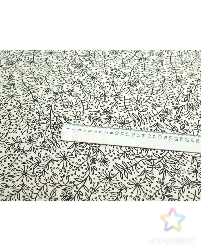 Блузочно-плательная ткань с рисунком цветы и ветви на белом фоне арт. ГТ-5106-1-ГТ-5-6779-11-37-1 1