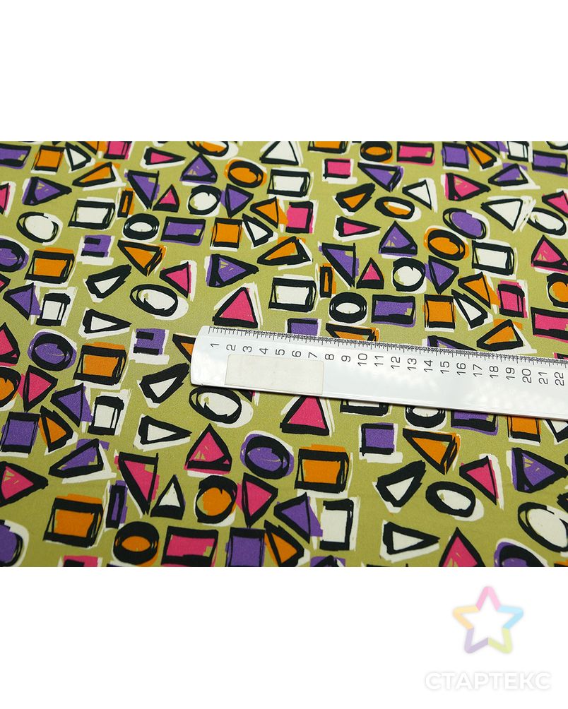 Ткань блузочная с геометрическим принтом на оливковом фоне арт. ГТ-5354-1-ГТ-5-7083-14-21-1 3