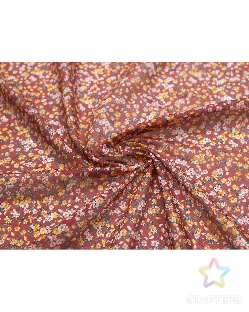 Ткань блузочная с мелкими цветочками на бордовом фоне арт. ГТ-8857-1-ГТ-5-7494-10-21-1 - рис. 1