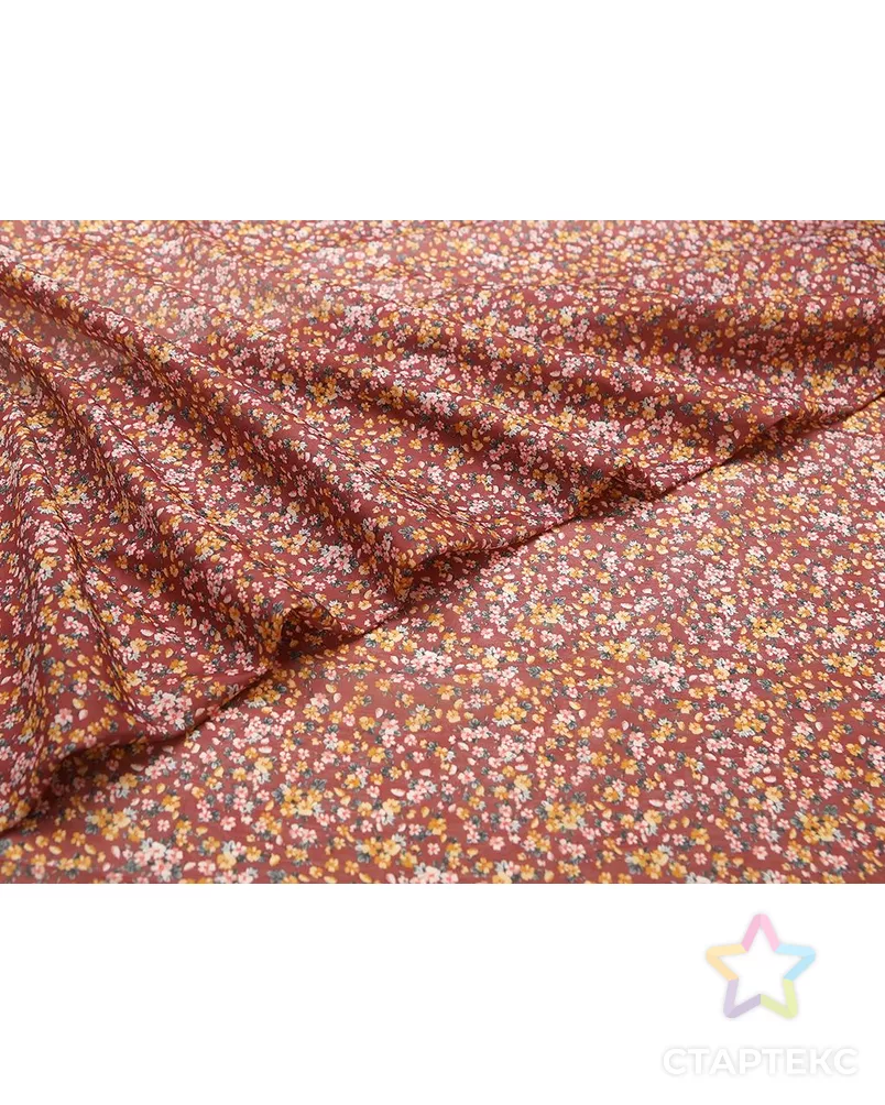 Ткань блузочная с мелкими цветочками на бордовом фоне арт. ГТ-8857-1-ГТ-5-7494-10-21-1 - рис. 3