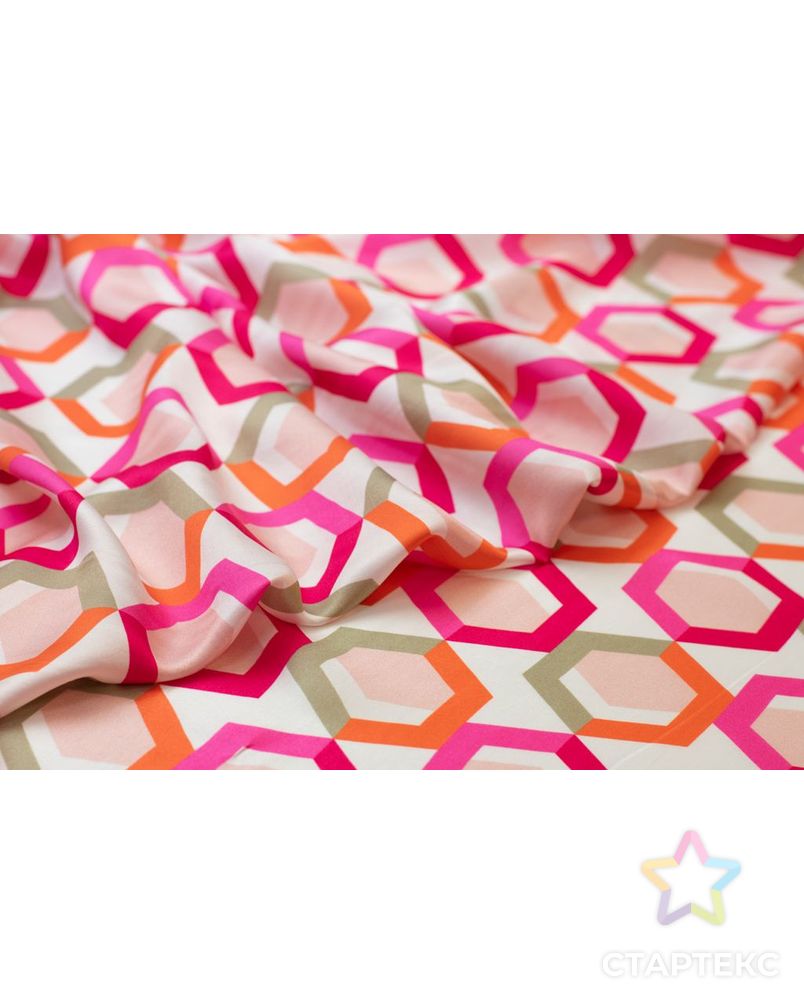 Блузочно-плательная ткань с геометрическим рисунком в розово-оранжевых тонах арт. ГТ-5995-1-ГТ-5-7730-14-21-1 1