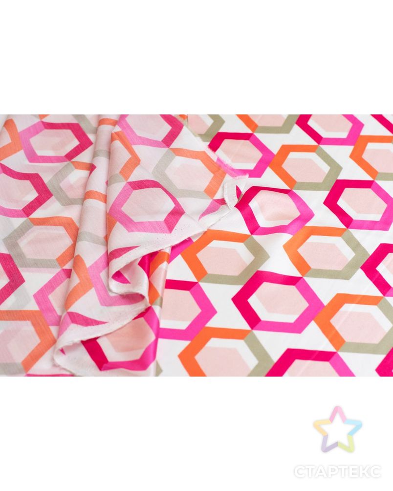 Блузочно-плательная ткань с геометрическим рисунком в розово-оранжевых тонах арт. ГТ-5995-1-ГТ-5-7730-14-21-1 2