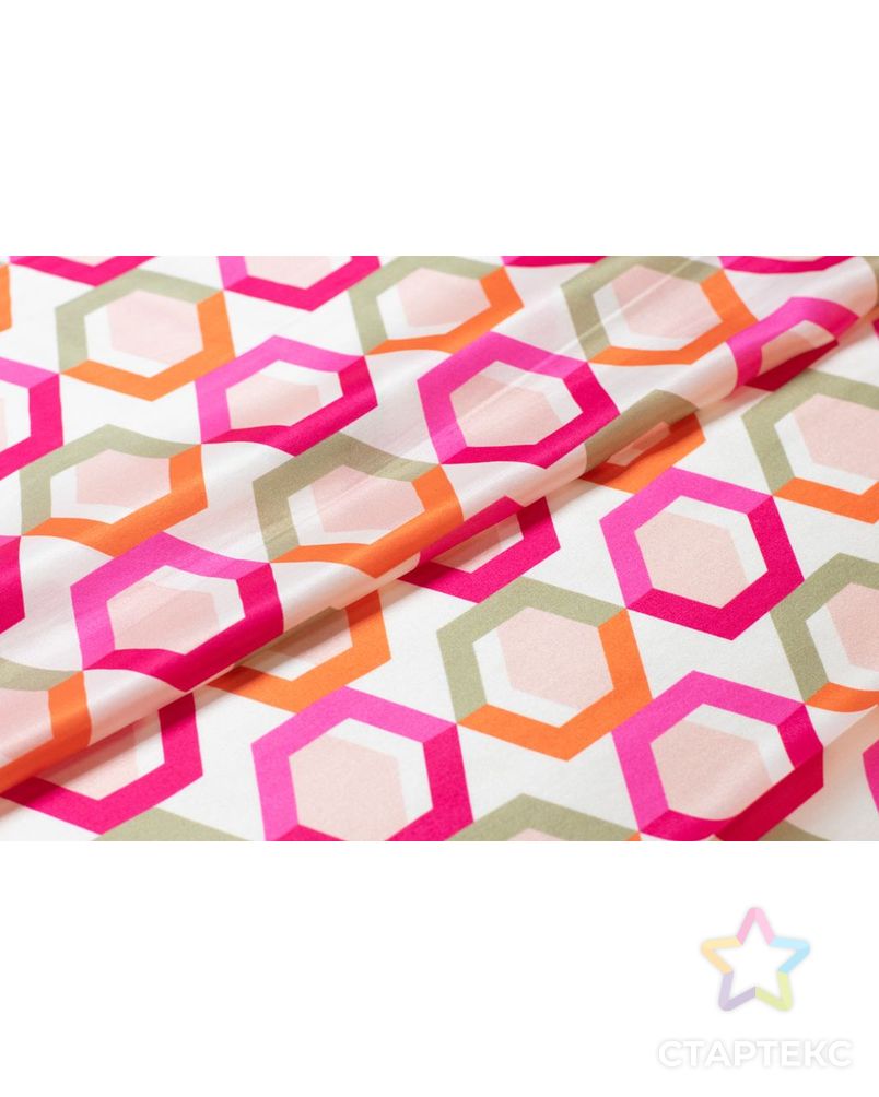 Блузочно-плательная ткань с геометрическим рисунком в розово-оранжевых тонах арт. ГТ-5995-1-ГТ-5-7730-14-21-1 3