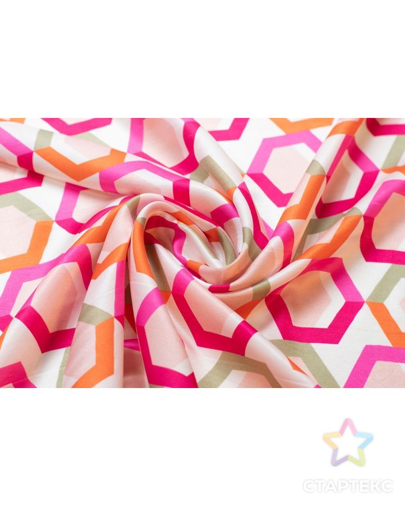 Блузочно-плательная ткань с геометрическим рисунком в розово-оранжевых тонах арт. ГТ-5995-1-ГТ-5-7730-14-21-1 5