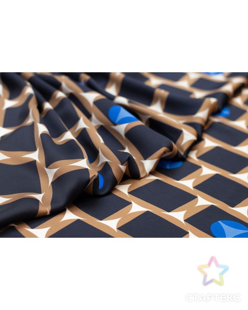 Блузочно-плательная ткань с геометрическим рисунком, черно-коричневый цвет арт. ГТ-6028-1-ГТ-5-7765-14-21-1 6