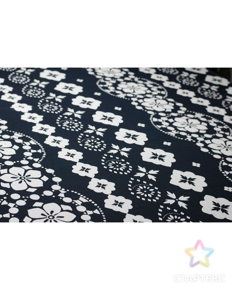 Блузочно-плательная ткань с цветами и горохами, черно-белый цвет арт. ГТ-6067-1-ГТ-5-7813-2-37-1 2