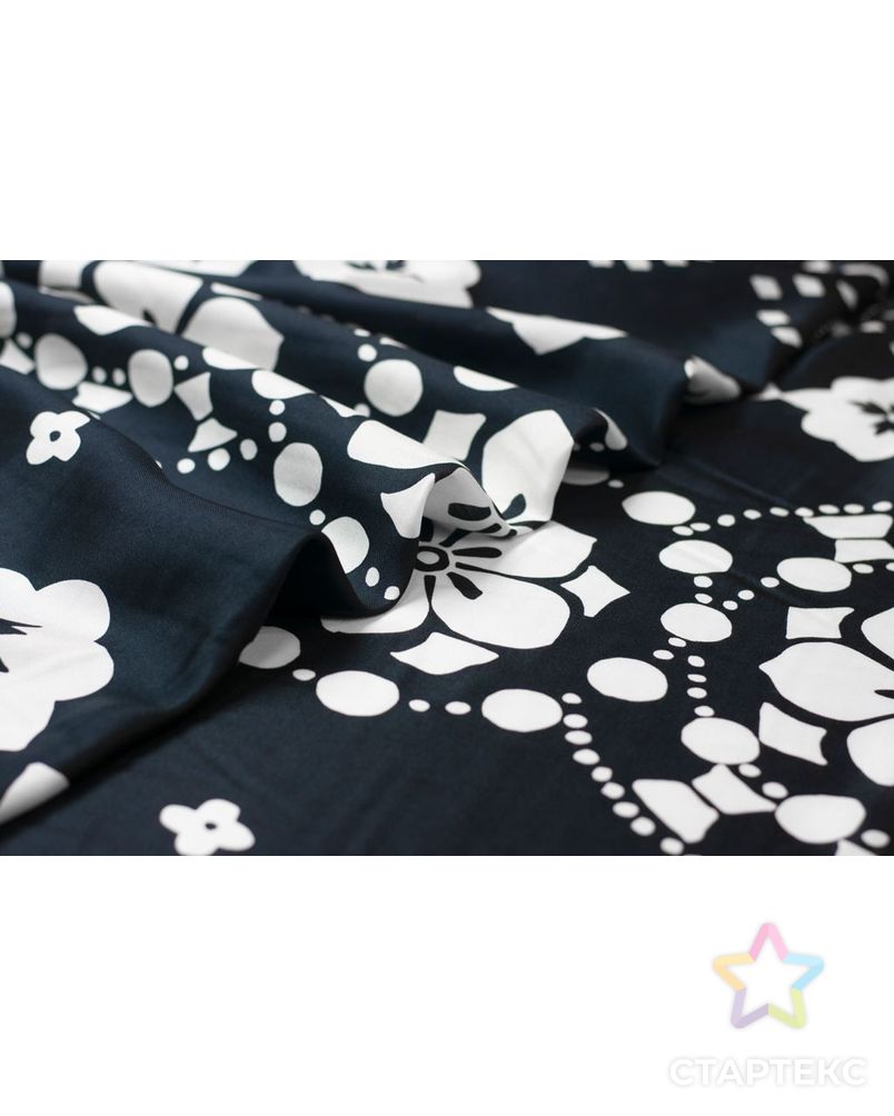Блузочно-плательная ткань с цветами и горохами, черно-белый цвет арт. ГТ-6067-1-ГТ-5-7813-2-37-1 3
