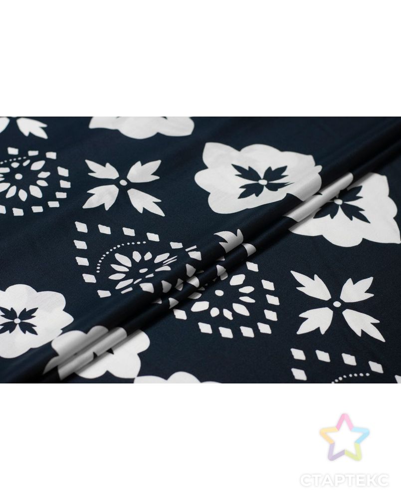 Блузочно-плательная ткань с цветами и горохами, черно-белый цвет арт. ГТ-6067-1-ГТ-5-7813-2-37-1