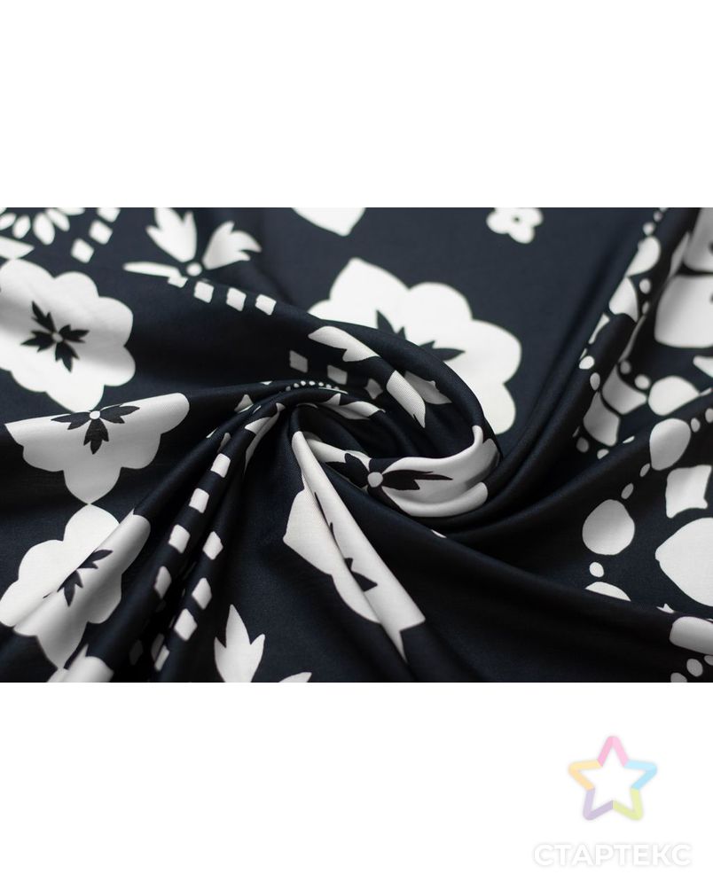 Блузочно-плательная ткань с цветами и горохами, черно-белый цвет арт. ГТ-6067-1-ГТ-5-7813-2-37-1 6