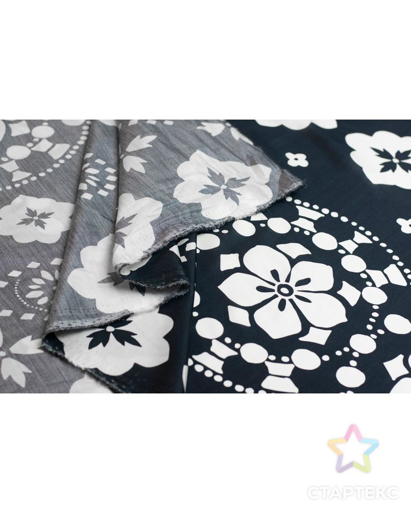 Блузочно-плательная ткань с цветами и горохами, черно-белый цвет арт. ГТ-6067-1-ГТ-5-7813-2-37-1 7