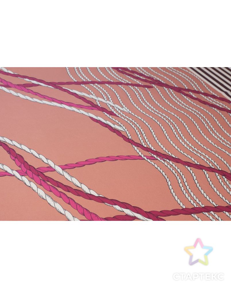 Блузочно-плательная ткань с рисунком "Канаты" и бордюром, розово-пудровый цвет арт. ГТ-6071-1-ГТ-5-7818-2-21-1 2
