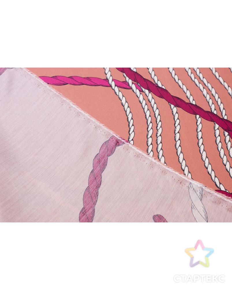 Блузочно-плательная ткань с рисунком "Канаты" и бордюром, розово-пудровый цвет арт. ГТ-6071-1-ГТ-5-7818-2-21-1 3