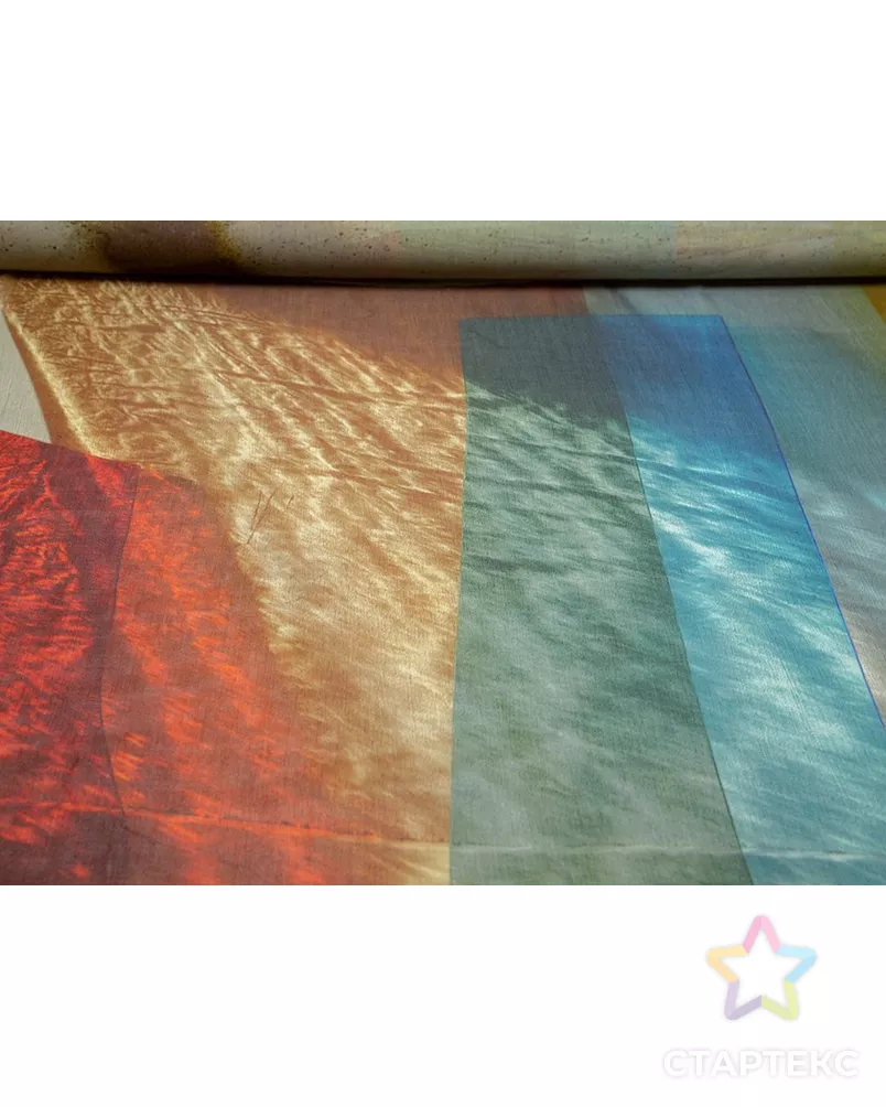 Блузочная ткань с абстрактным рисунком, купон 135 см, мультиколор арт. ГТ-7735-1-ГТ-5-9336-16-21-1 - рис. 4