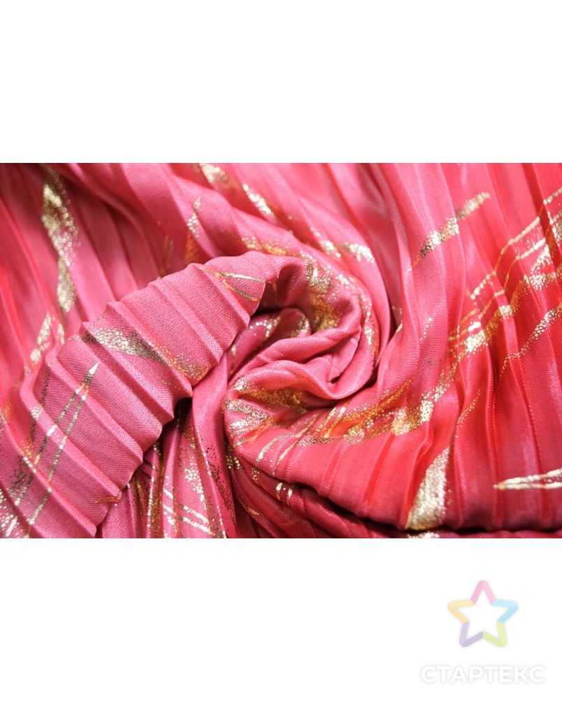 Ткань плиссе, золотые штришки на красно-розовом фоне арт. ГТ-4025-1-ГТ0000732