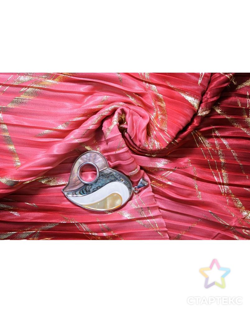 Ткань плиссе, золотые штришки на красно-розовом фоне арт. ГТ-4025-1-ГТ0000732 3