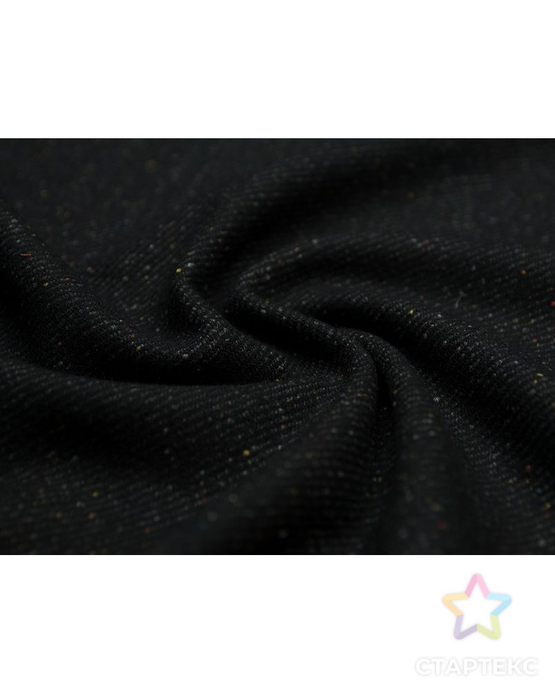 2х сторонняя пальтовая ткань черного цвета с разноцветными крапенками (463 гр/м2) арт. ГТ-4028-1-ГТ0000736 1