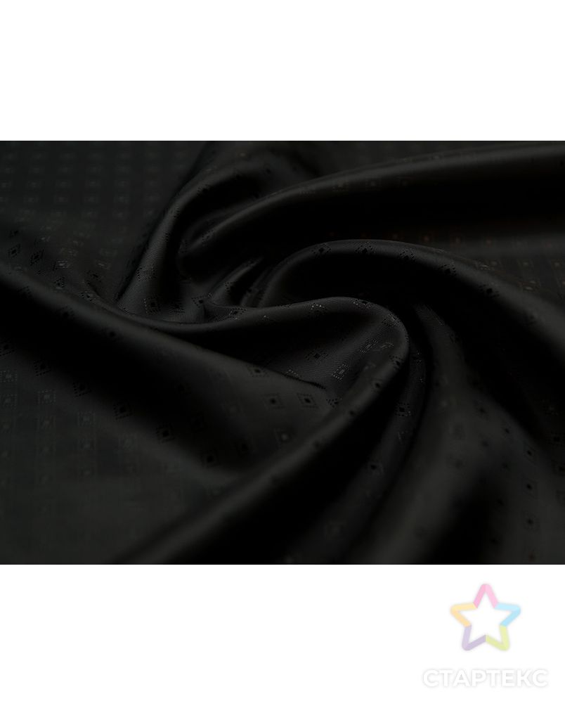 Жаккардовая вискозная подкладочная ткань черного цвета с геометрическим принтом арт. ГТ-4130-1-ГТ0000859