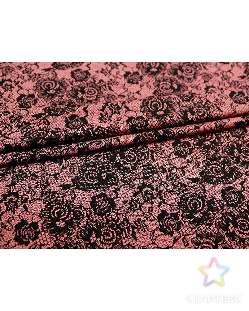 Ткань трикотаж, бледный розово-черный раскрас с цветочками арт. ГТ-50-1-ГТ0020314