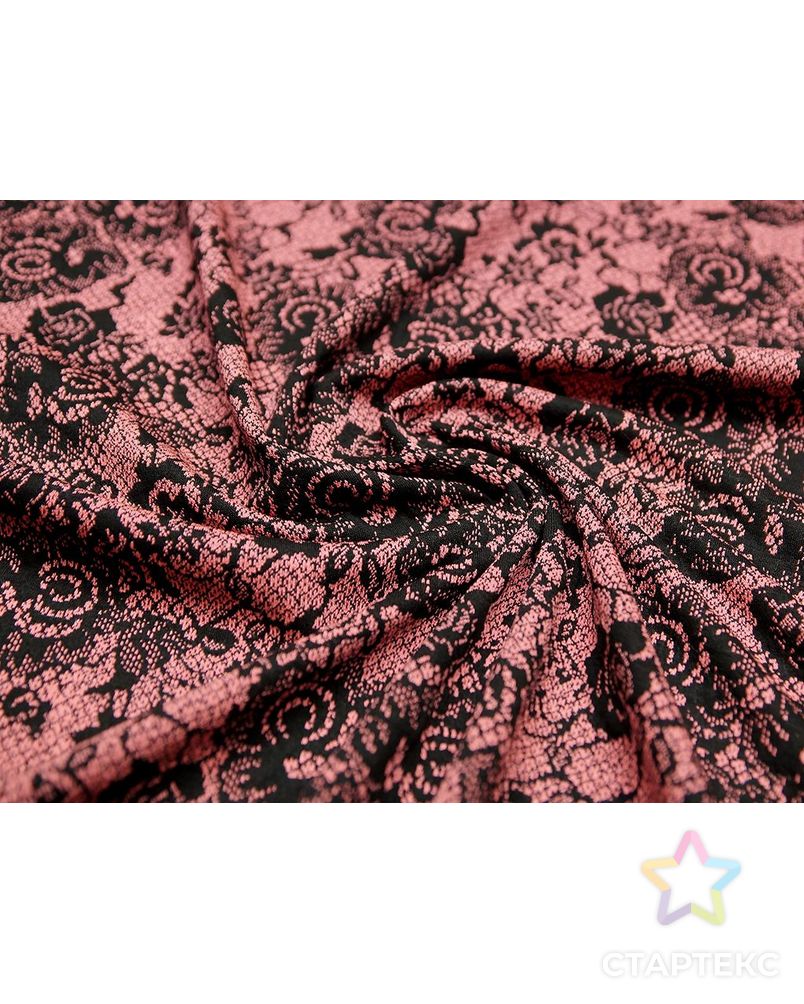 Ткань трикотаж, бледный розово-черный раскрас с цветочками арт. ГТ-50-1-ГТ0020314 3