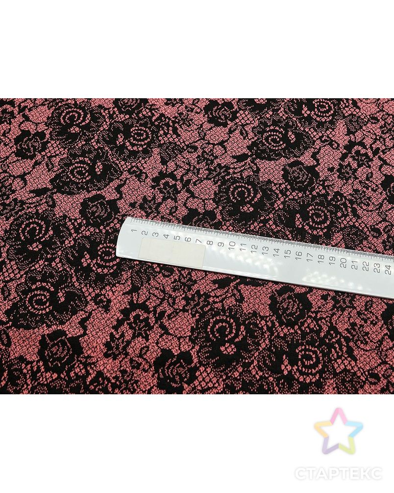 Ткань трикотаж, бледный розово-черный раскрас с цветочками арт. ГТ-50-1-ГТ0020314