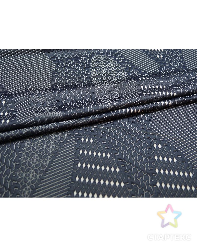 Ткань неопрен DIGI, цвет: на темно-синем фоне контурная белая геометрия с ромбиками арт. ГТ-184-1-ГТ0021160 2