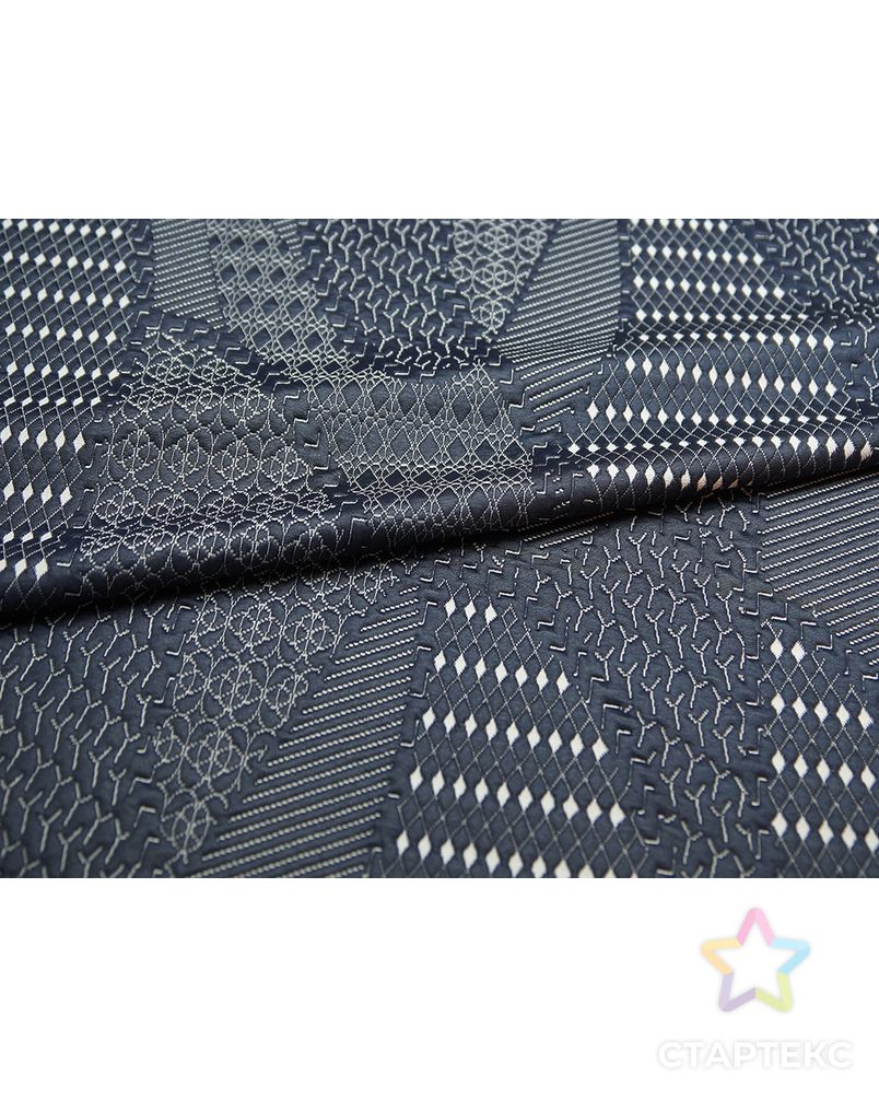 Ткань неопрен DIGI, цвет: на темно-синем фоне контурная белая геометрия с ромбиками арт. ГТ-184-1-ГТ0021160 7