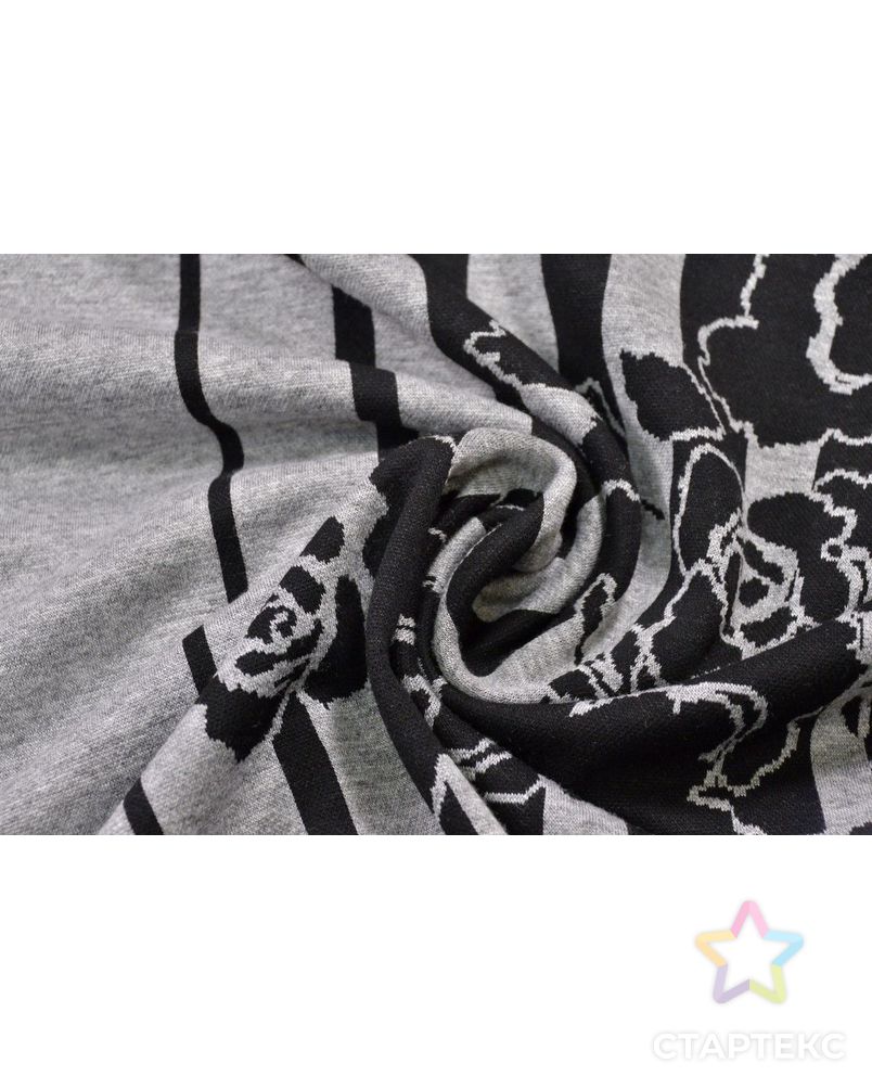 Ткань трикотаж, цветочная композиция в черно-серых тонах арт. ГТ-851-1-ГТ0026211 1