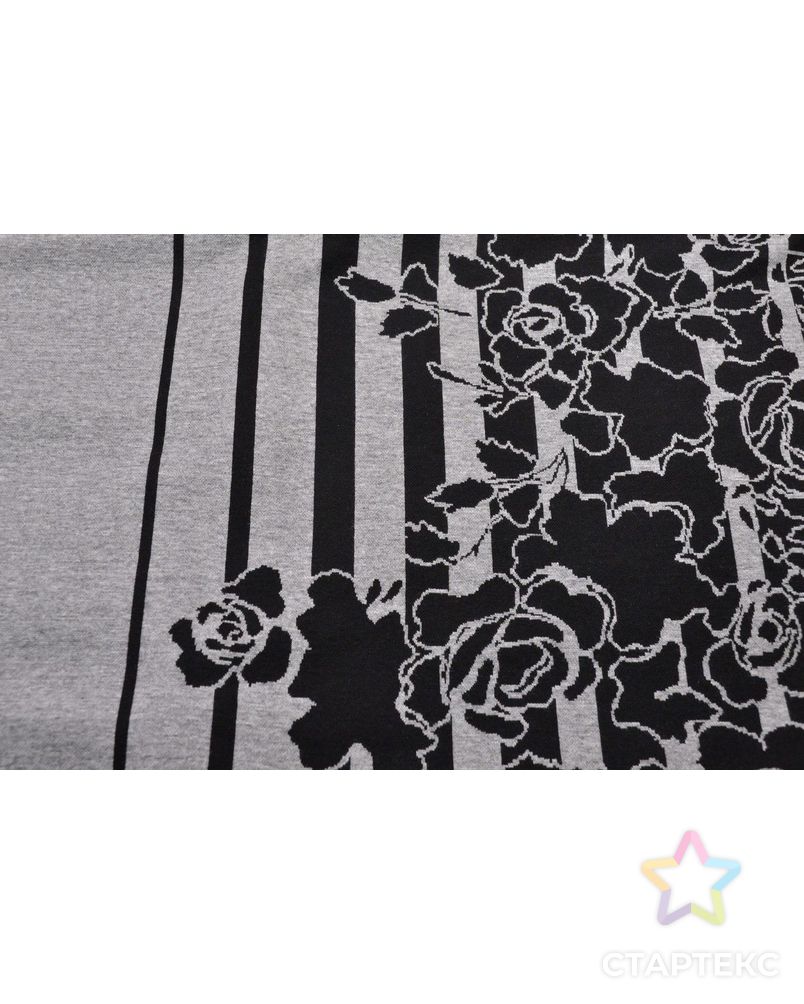 Ткань трикотаж, цветочная композиция в черно-серых тонах арт. ГТ-851-1-ГТ0026211
