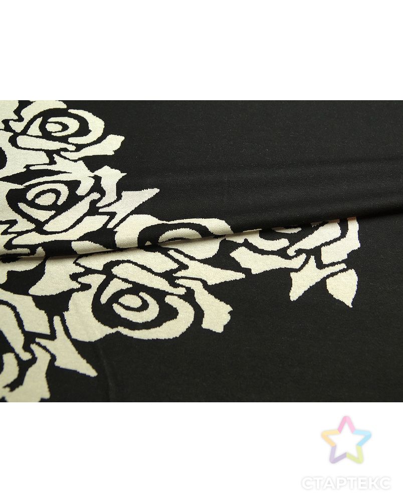 На черном фоне польского трикотажа белоснежный цветочный узор арт. ГТ-1387-1-ГТ0043154 8
