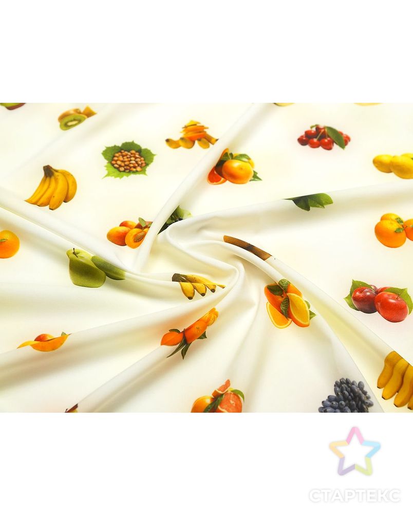 Блузочная ткань, сочные фрукты на белом поле арт. ГТ-1463-1-ГТ0043543