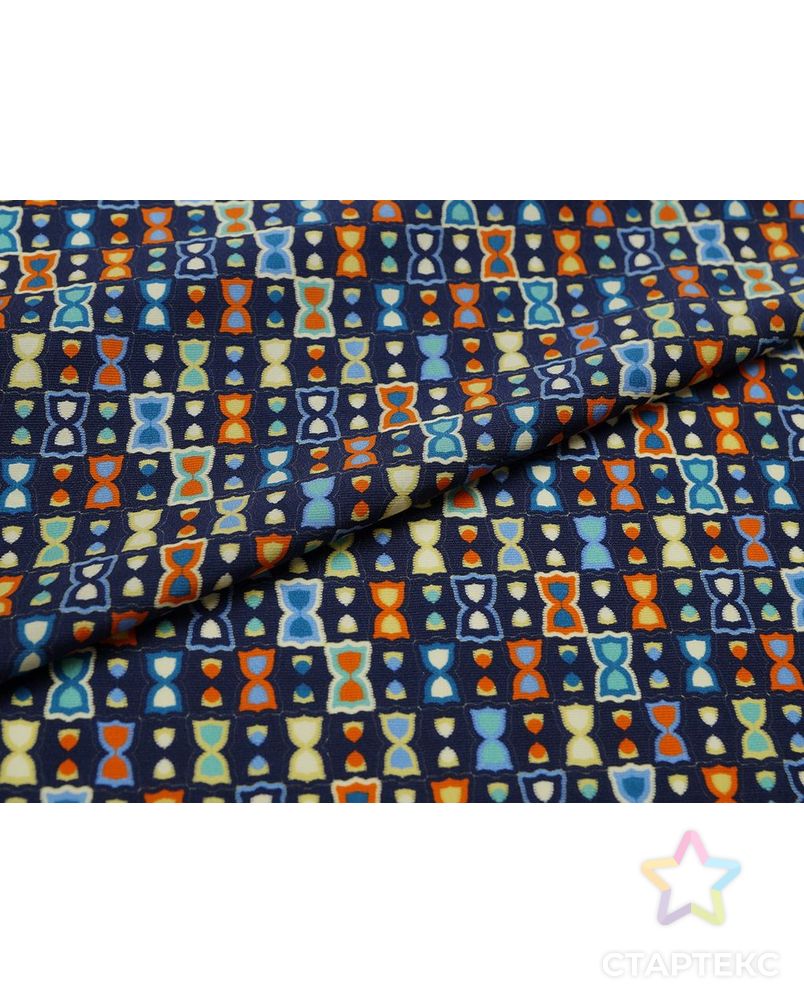 Прекрасный шелк с принтом песочные цвета на синем фоне арт. ГТ-2966-1-ГТ0047846 7