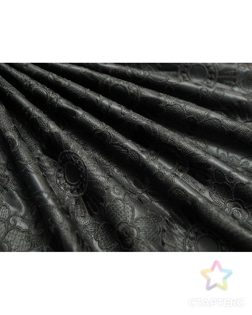Изысканная вышитая экокожа черного цвета арт. ГТ-2988-1-ГТ0047868