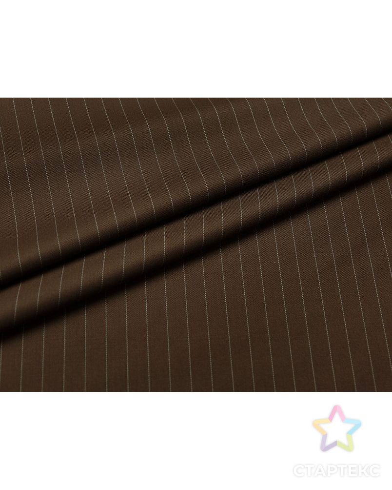 Классическая костюмная ткань шоколадного цвета в тонкую полосочку арт. ГТ-3034-1-ГТ0047917 2