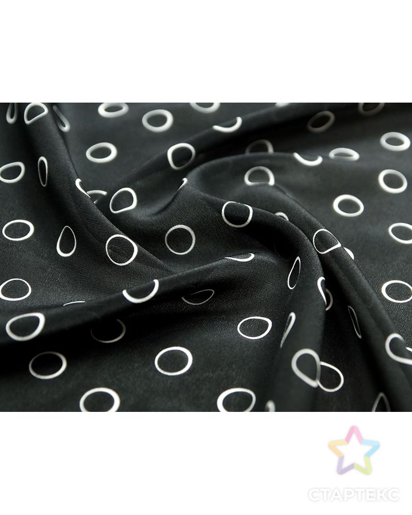 Блузочный шелк с принтом белые круги на черном фоне арт. ГТ-4724-1-ГТ-39-6157-9-37-1 1