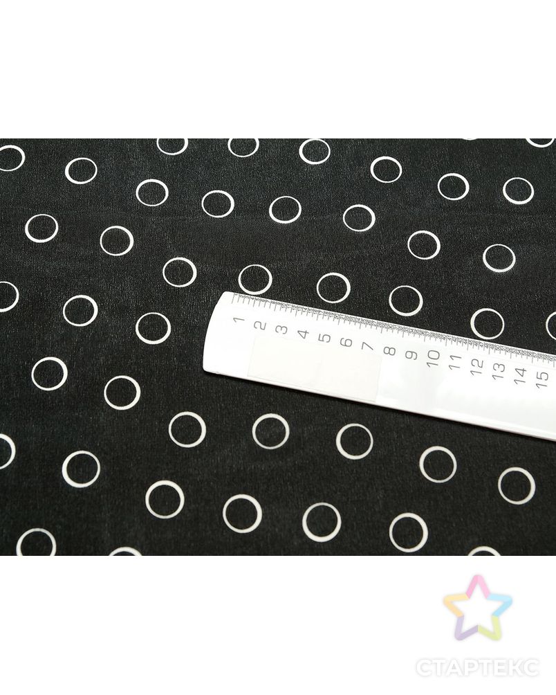 Блузочный шелк с принтом белые круги на черном фоне арт. ГТ-4724-1-ГТ-39-6157-9-37-1