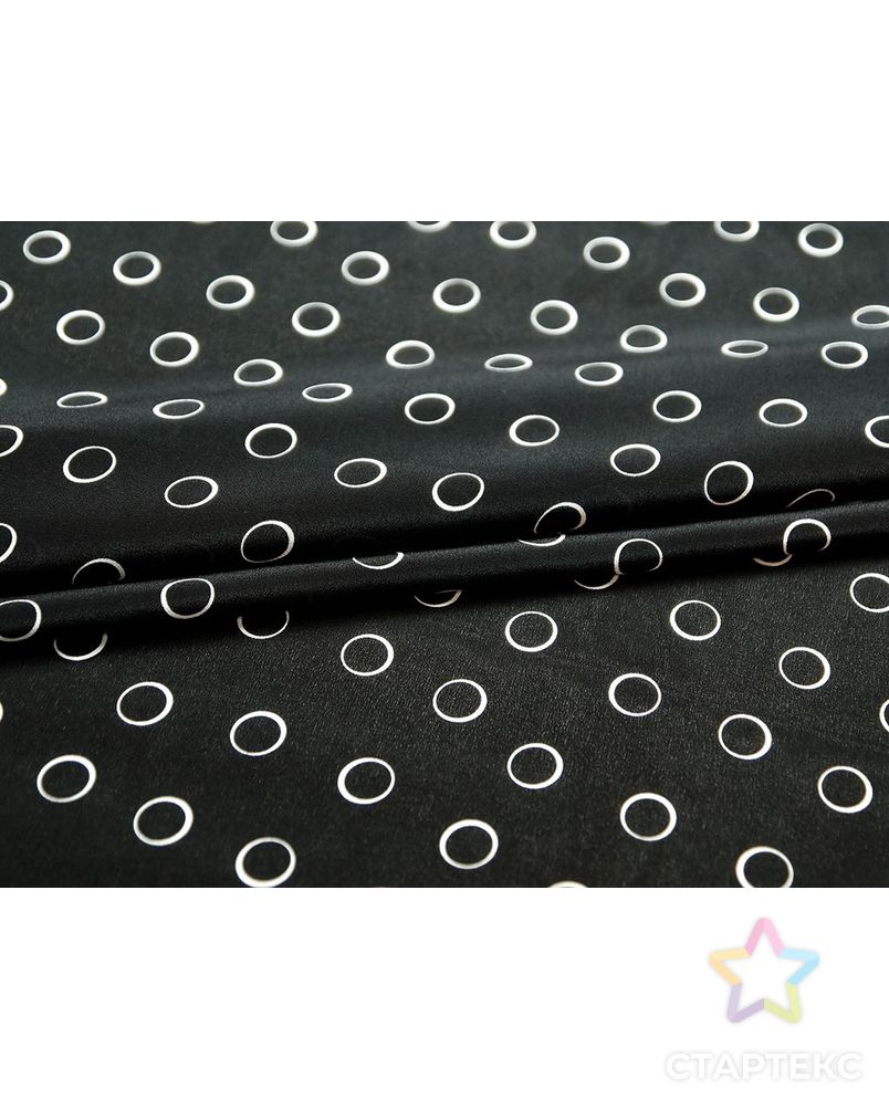 Блузочный шелк с принтом белые круги на черном фоне арт. ГТ-4724-1-ГТ-39-6157-9-37-1