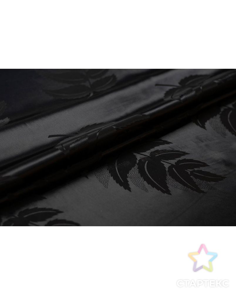 Ткань плательная жаккардовая с рисунком "Листья", черного цвета арт. ГТ-6322-1-ГТ-28-7907-11-38-1 6