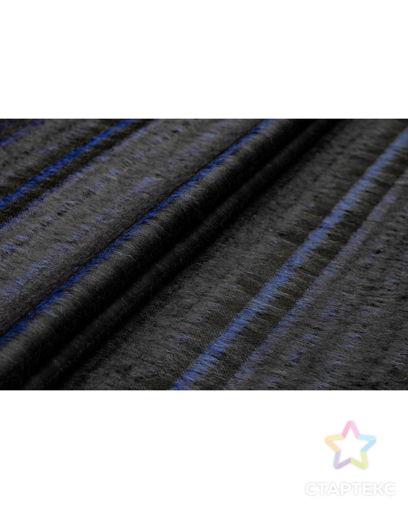 Пальтовая ткань в полоску со средним ворсом, сине-черный цвет арт. ГТ-6351-1-ГТ-26-8098-3-21-1 2