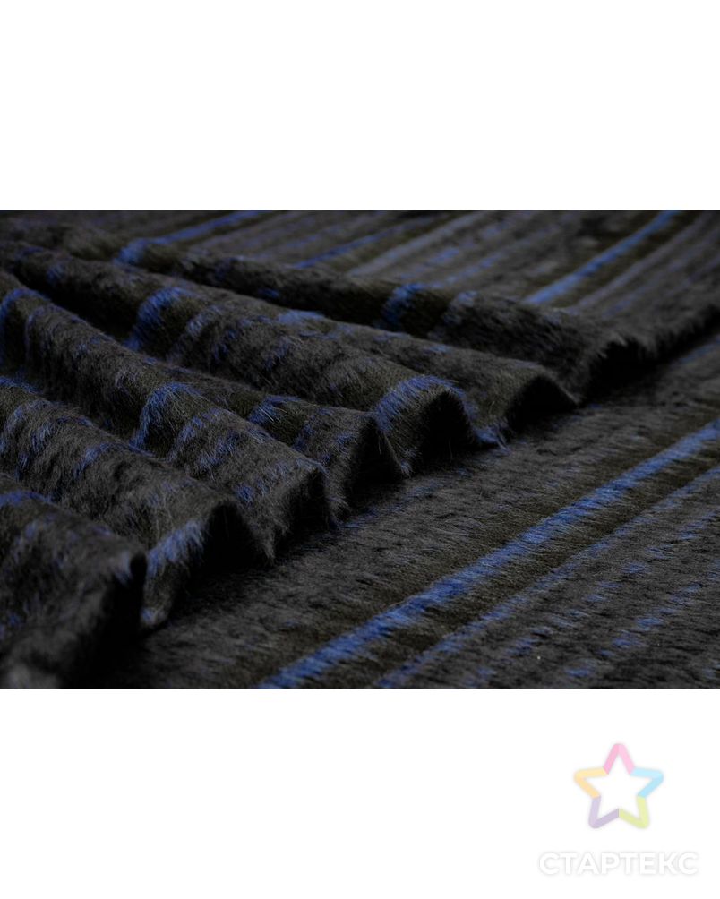 Пальтовая ткань в полоску со средним ворсом, сине-черный цвет арт. ГТ-6351-1-ГТ-26-8098-3-21-1 3