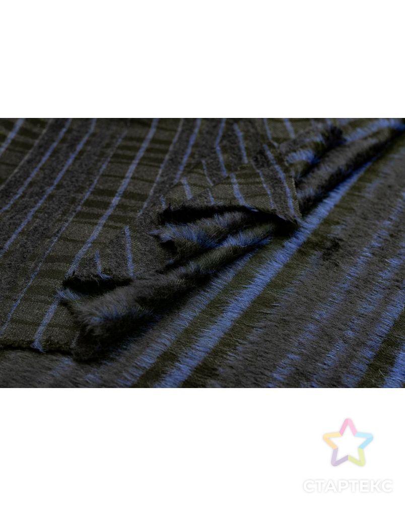 Пальтовая ткань в полоску со средним ворсом, сине-черный цвет арт. ГТ-6351-1-ГТ-26-8098-3-21-1 5