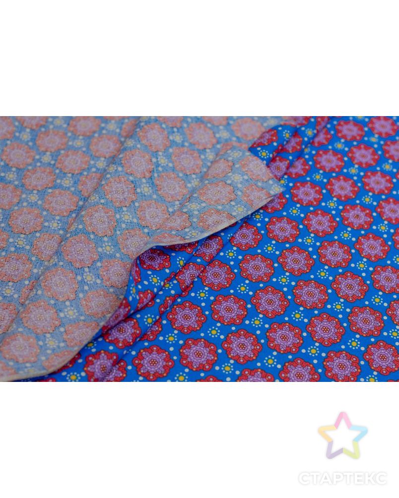 Рубашечно-плательный хлопок с ярким  рисунком на голубом фоне арт. ГТ-6469-1-ГТ-38-8239-2-21-1 5