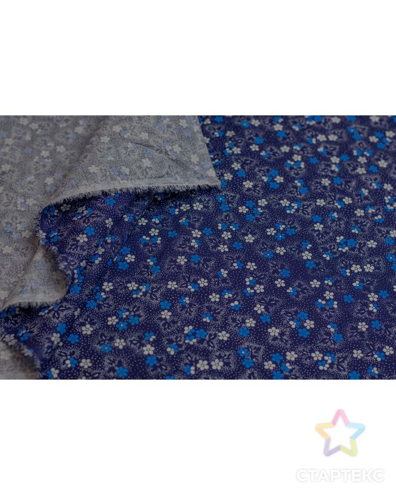 Рубашечно-плательный хлопок с мелким цветочным рисунком на синем фоне арт. ГТ-6471-1-ГТ-38-8241-10-21-1 4