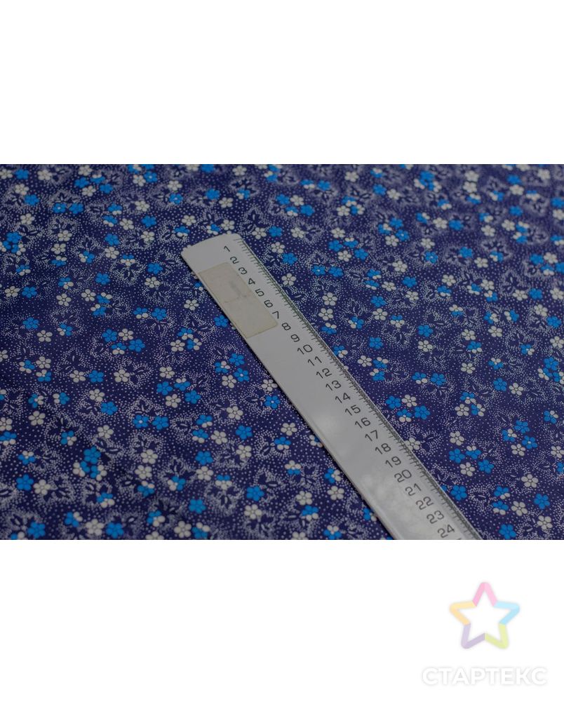 Рубашечно-плательный хлопок с мелким цветочным рисунком на синем фоне арт. ГТ-6471-1-ГТ-38-8241-10-21-1 5