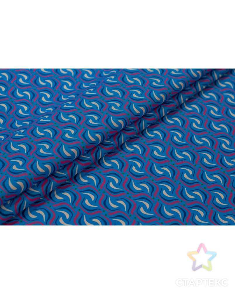 Рубашечно-плательный хлопок с абстрактным рисунком на голубом фоне арт. ГТ-6473-1-ГТ-38-8243-16-21-1 2