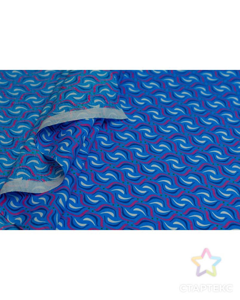 Рубашечно-плательный хлопок с абстрактным рисунком на голубом фоне арт. ГТ-6473-1-ГТ-38-8243-16-21-1 5
